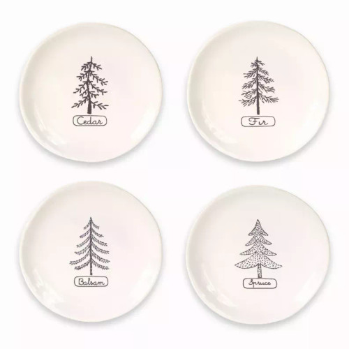 Tree Plate (Set of 4) 6.75"D Stoneware