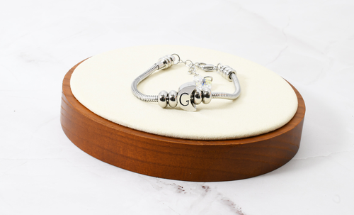 Adjustable Moon Initial DIY Bracelet With Austrian Crystals By Pink Box - SWA2021SNAKEMOONGSM