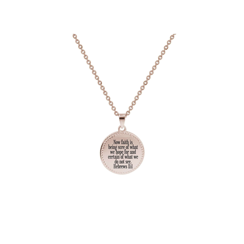 Bezeled Disc Scripture Necklace - PinkBox-25-4504