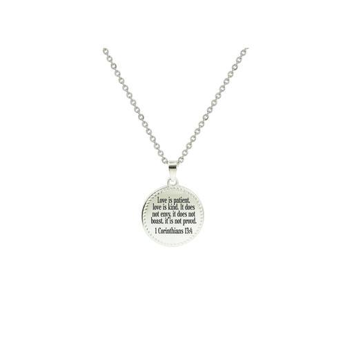 Bezeled Disc Scripture Necklace - PinkBox-25-4472