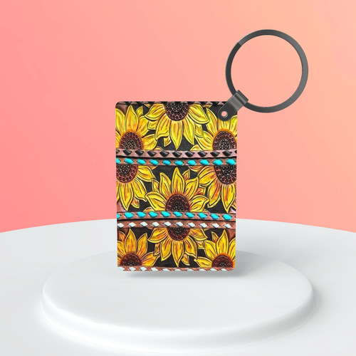 Sunflower faux leather|Keychain