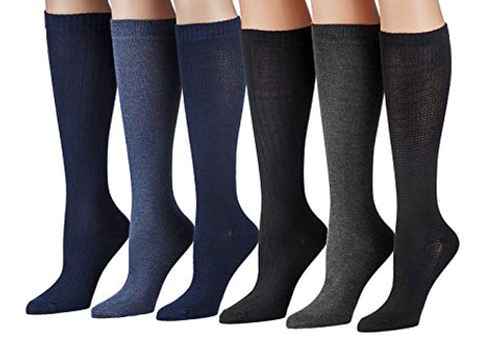 Tipi Toe Women's 6 Pairs Colorful Patterned Knee High Socks