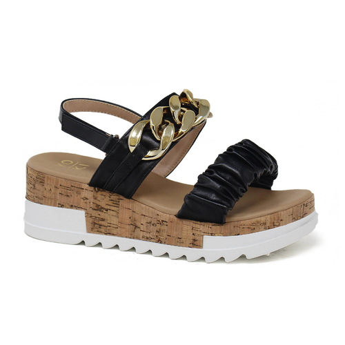 BRENDA-22 Women's Open Toe Cork Platfrom Sandal - BRENDA-22-BKA