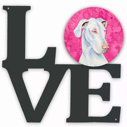 Blue/Pink Dog Metal Wall Artwork LOVE - S000213B001695P012610V000