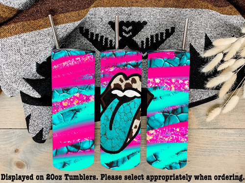 Neon Brush Strokes With Turquoise Tongue Steel Tumbler