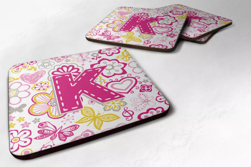 Letter Flowers and Butterflies Foam Coaster Set of 4 - S000213B001695P047228V000