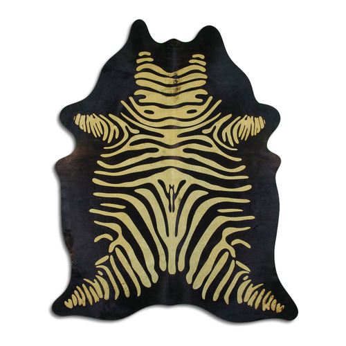 ACID WASHED HAIR ON COWHIDE DISTRESSED ZEBRA YELLOW ON BLACK - CPDDZYLB3A-00096542