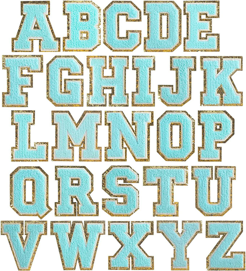 Blue Self Adhesive Chenille Letters Patches - Letter-Blue-L