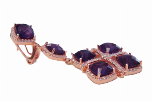 Amethyst Drop, Dangle Earrings