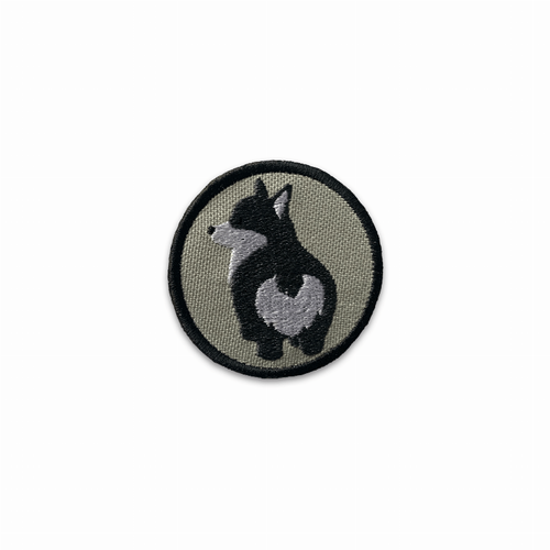 Dog Breed Patches - Breed_CorgiBum_Gray_Circle_V