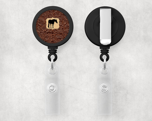 faux leather Horse 1" Retractable Badge Reel