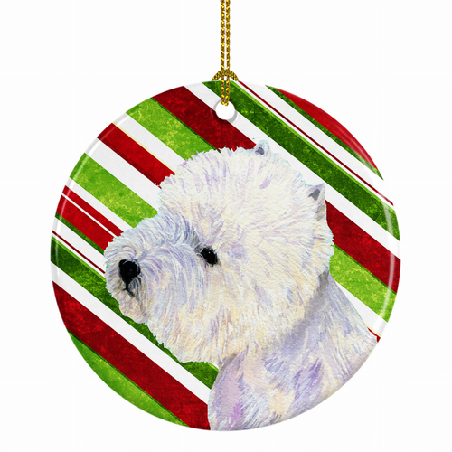 Dog and Christmas Candy Ceramic Ornament - S000213B001695P028143V007