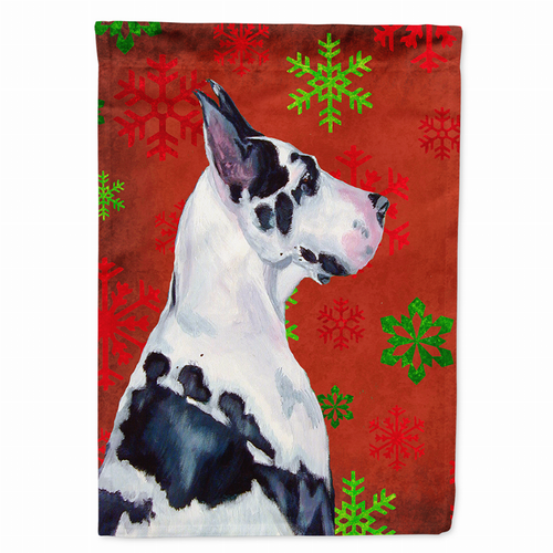 Red and Green Snowflakes Holiday Christmas Dog Flag Garden Size - LH9326GF