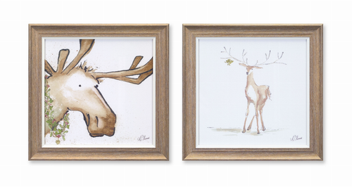 Moose and Deer Print (Set of 2) 9.75" Paper/Plastic