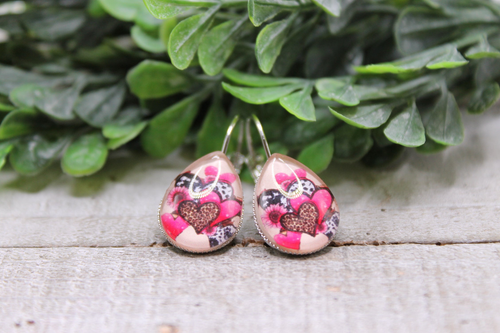 Leopard, Cow & Pink Heart Trio || French Lever Earrings