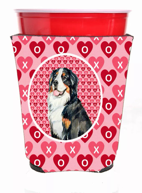 Hearts Love and Valentine's Day Portrait Design with Dog Red Solo Cup Hugger - S000213B001695P023817V000