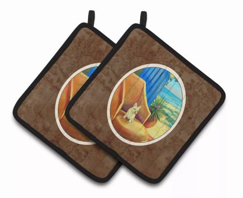 Dog on Pair of Pot Holders - S000213B001695P069320V015