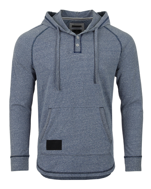 ZIMEGO Men's Long Sleeve Henley Raglan Hoodie with Kangaroo Pocket - ZGLS142H-NAV-NAV-S