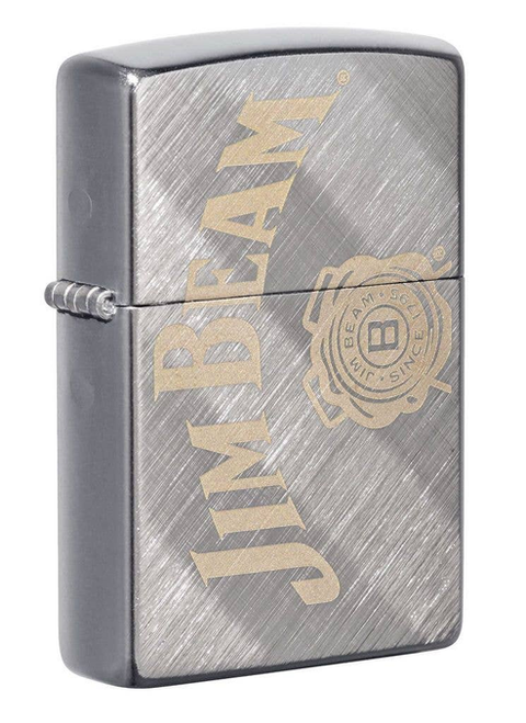 Zippo Jim Beam Logo Laser Engraved Diagonal Weave Finish Lighter