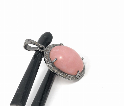Pink Opal Pendant, Gemstone Pendant, Silver Pendant, Pink Opal Diamond Pendant,  Pave Diamond Pendant, Sterling Silver Pendant, DIY Pendant Pink Opal Pendant, Gemstone Pendant, Silver Pendant, Pink Opal Diamond Pendant,  Pave Diamond Pendant, Sterling Silver Pendant, DIY Pendant