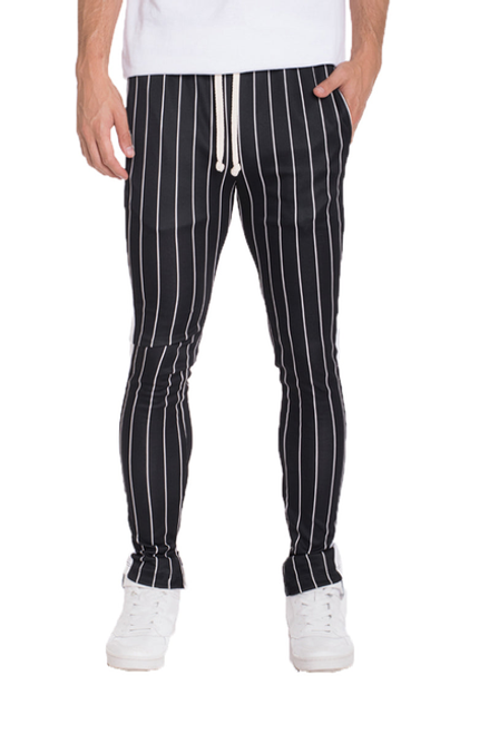 Cleat Pin Stripe Track Pant - P127-BLACK-L