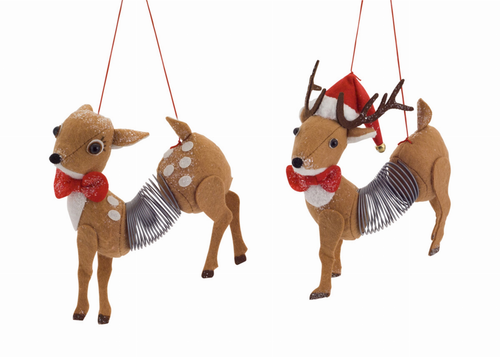 Slinky Deer Ornament (Set of 12) 5"L Polyester