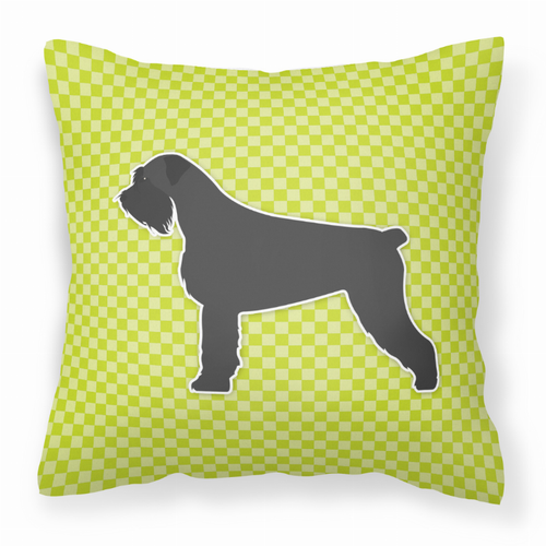 Dog Profile Checkerboard Design Fabric Decorative Pillow - BB3873PW1414