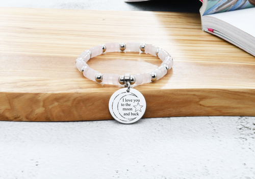 Natural Quartz Inspirational Stretch Bracelet By Pink Box - 2021FLATQUARTZLYTTM