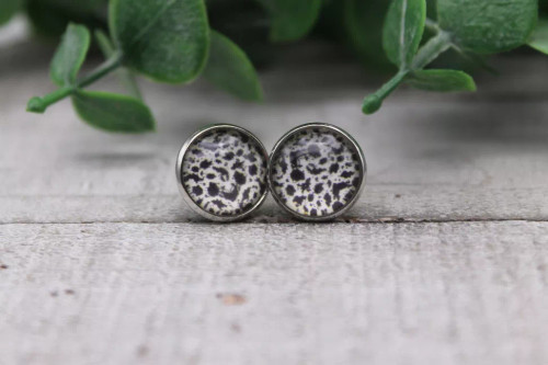 Cow Print Glass Stud Earrings