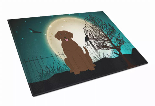 Scary Halloween Dog Print Glass Cutting Board Large - S000213B001695P070078V011