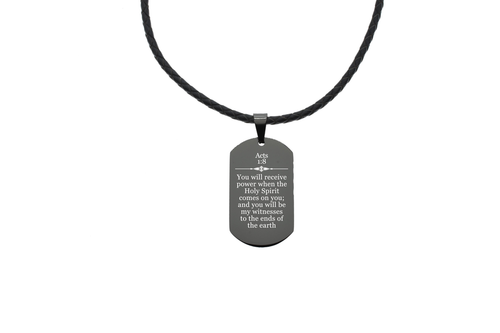 Genuine Braided Leather Scripture Necklace By Pink Box - Black - PinkBox-6-001323