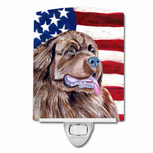 USA American Flag with Dog Ceramic Night Light - S000213B001695P102713V000