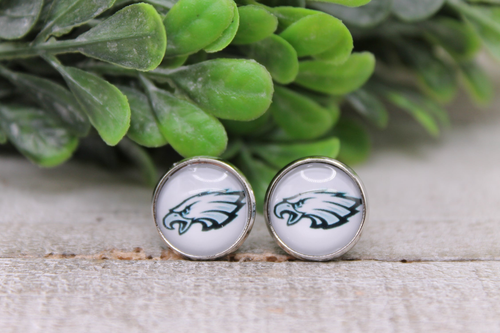 Eagles Football || 12mm Glass Stud Earrings - hb544
