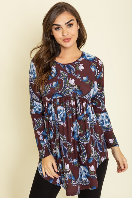 Paisley Babydoll Long Sleeve Tunic - S002066B002500P001638V007