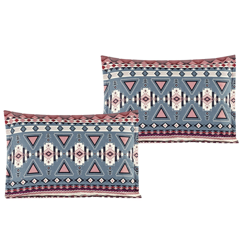 7 Piece Comforter Set Blue Pink Western Cowboys Geometric