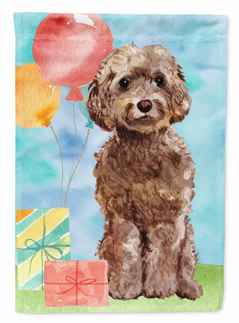 Happy Birthday Brown Cockapoo Flag Canvas House Size