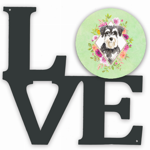 Dog Breed Flowers Design Metal Wall Artwork LOVE - CK4382WALV