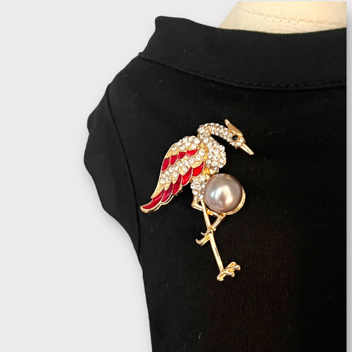 Elegant Flamingo Rhinestone and Pearl-Dog Dress - S002142B002493P000771V003