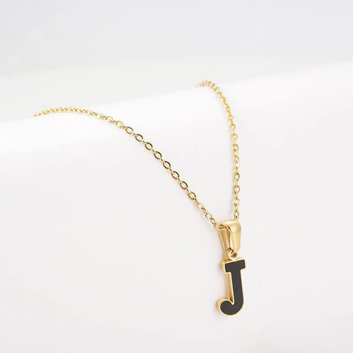 New Black Gold Initial 18k Gold Filled Letter Necklace