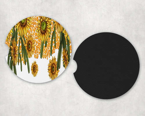 Sunflower Cactus Neoprene Car Coaster Set