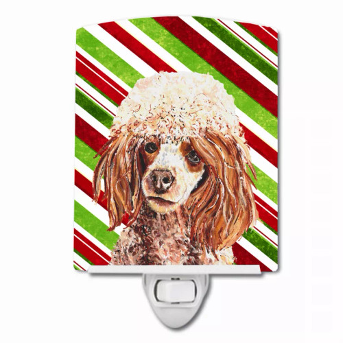 Candy Cane Holiday Christmas Dog Art Ceramic Night Light - S000213B001695P103638V000