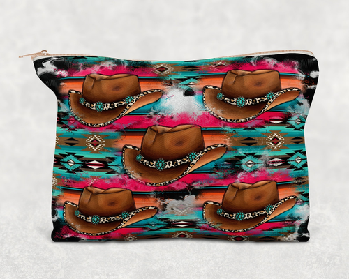 Aztec Cowboy Hats  Printed Canvas Zipper Bag