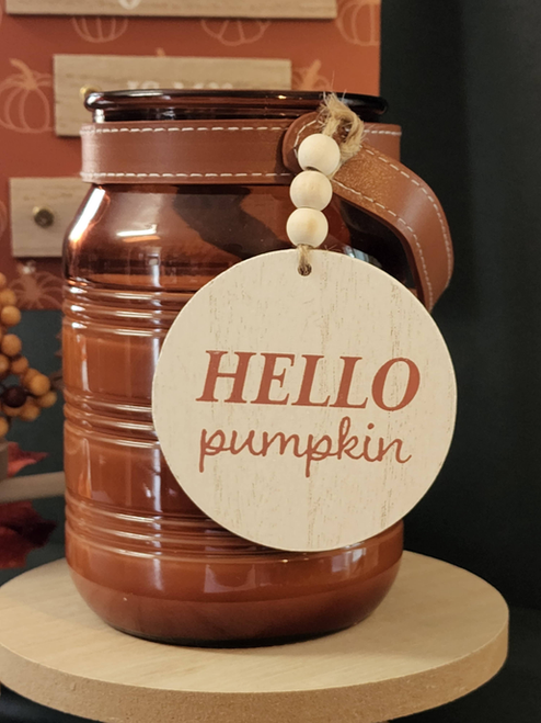 Amber Jar Candle with Stitch Handle - ACan299