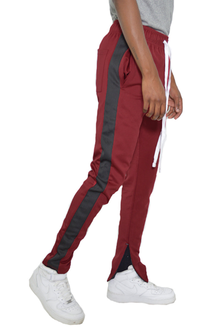 Classic Slim Fit Track Pants - TP123-BURGUNDYBLK-S