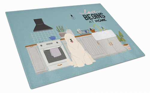 Kitchen Scene Dog Print Glass Cutting Board Large - S000213B001695P020201V003