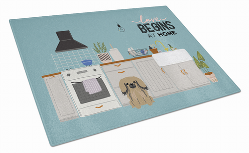 Kitchen Scene Dog Print Glass Cutting Board Large - S000213B001695P020201V019