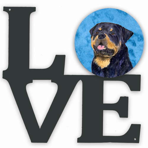Blue/Pink Dog Metal Wall Artwork LOVE - SS4800-BUWALV