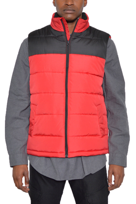 Two Tone Padded Vest - VEST007-REDBK-2X