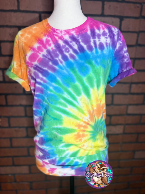 Bright Rainbow Swirl Tie Dye Blank Tee - TheBlendedOwl000294