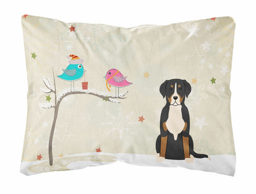 Christmas Presents between Friends Dog Art Canvas Fabric Decorative Pillow - S000213B001695P071548V000